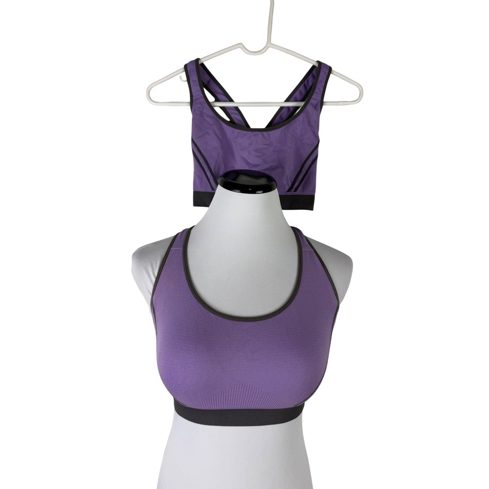 Purple Women's Medium Set of 2 Seamless Cross Back Sports Bras Activewear